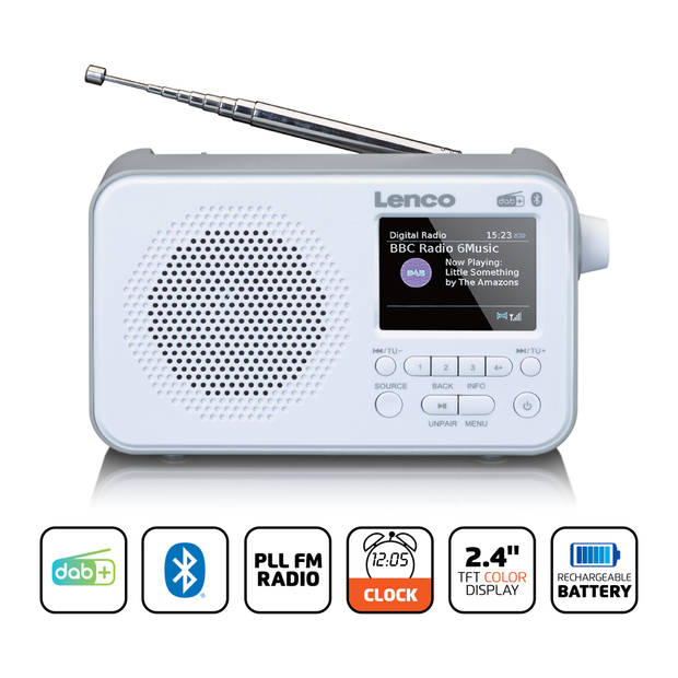 DAB+ FM radio met Bluetooth® Lenco Wit-Grijs