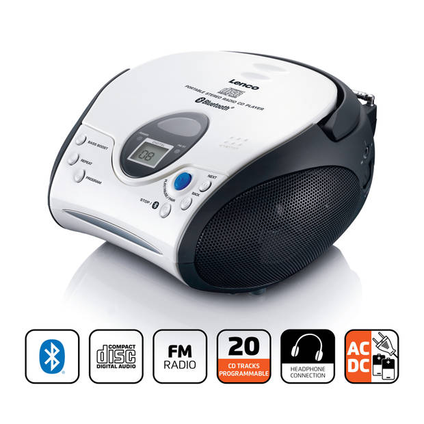 Draagbare CD-speler met FM radio en Bluetooth® Lenco Zwart