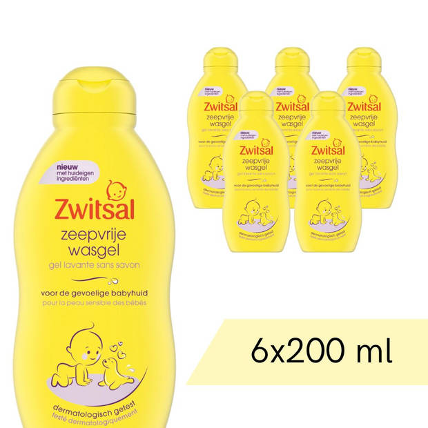 Voordeelverpakking: 6x Zwitsal Wasgel - Zeepvrij - 200 ml