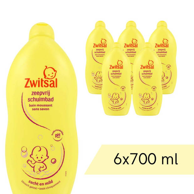 Voordeelverpakking: 6x Zwitsal Bad - Schuimbad Zeepvrij - 700 ml