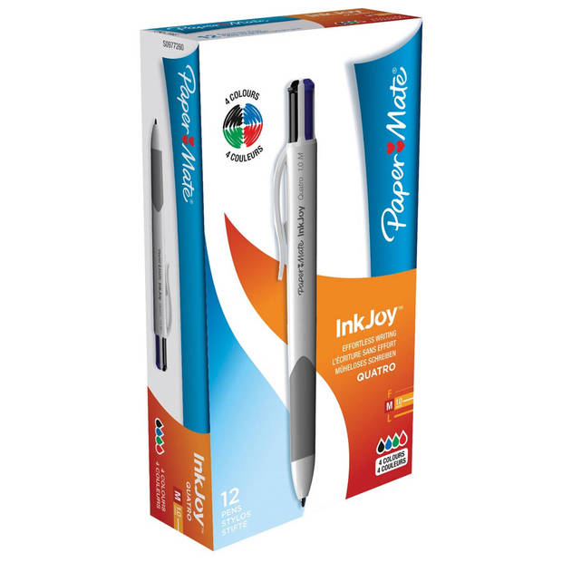 Paper Mate Inkjoy Quatro Standaard 4-kleurenbalpen, medium, klassieke inktkleuren