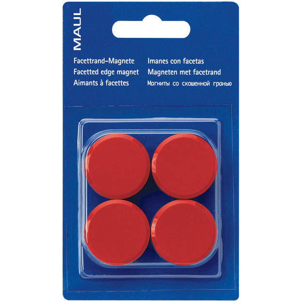 MAUL magneet Solid 38mm trekkracht 1,5kg blister 4 rood 12 stuks