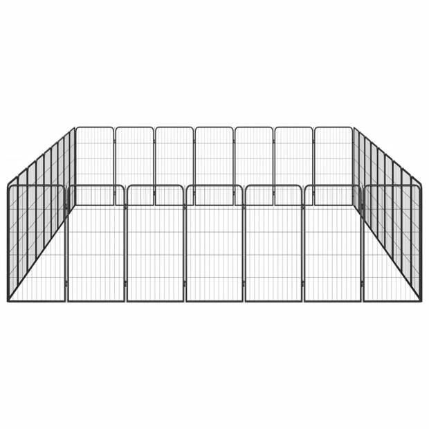 vidaXL Hondenkennel 32 panelen 50 x 100 cm gepoedercoat staal zwart