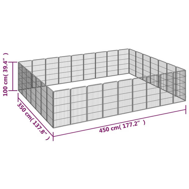 vidaXL Hondenkennel 32 panelen 50 x 100 cm gepoedercoat staal zwart