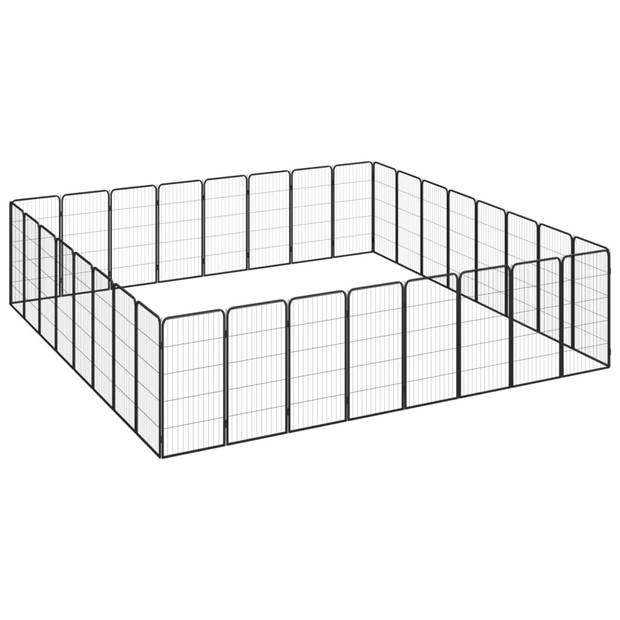 vidaXL Hondenkennel 32 panelen 50 x 100 cm gepoedercoat staal zwart