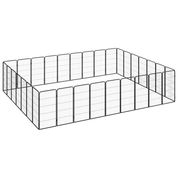 vidaXL Hondenkennel 32 panelen 50 x 100 cm gepoedercoat staal zwart