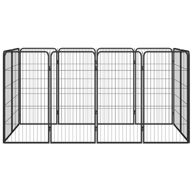 vidaXL Hondenkennel 12 panelen 50 x 100 cm gepoedercoat staal zwart