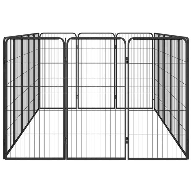 vidaXL Hondenkennel 16 panelen 50 x 100 cm gepoedercoat staal zwart