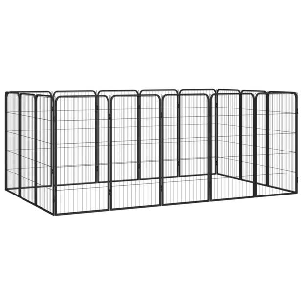 vidaXL Hondenkennel 16 panelen 50 x 100 cm gepoedercoat staal zwart