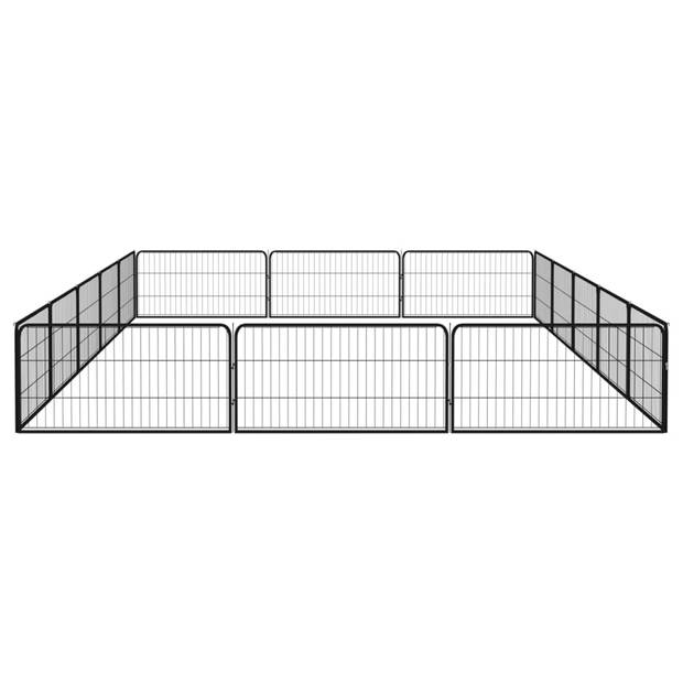 vidaXL Hondenkennel 16 panelen 100x50 cm gepoedercoat staal zwart