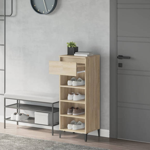 The Living Store Schoenenrek - Sonoma eiken - 40 x 36 x 105 cm - Duurzaam hout en metaal