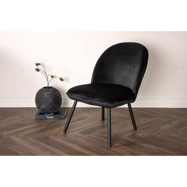 Polar fauteuil velours zwart.