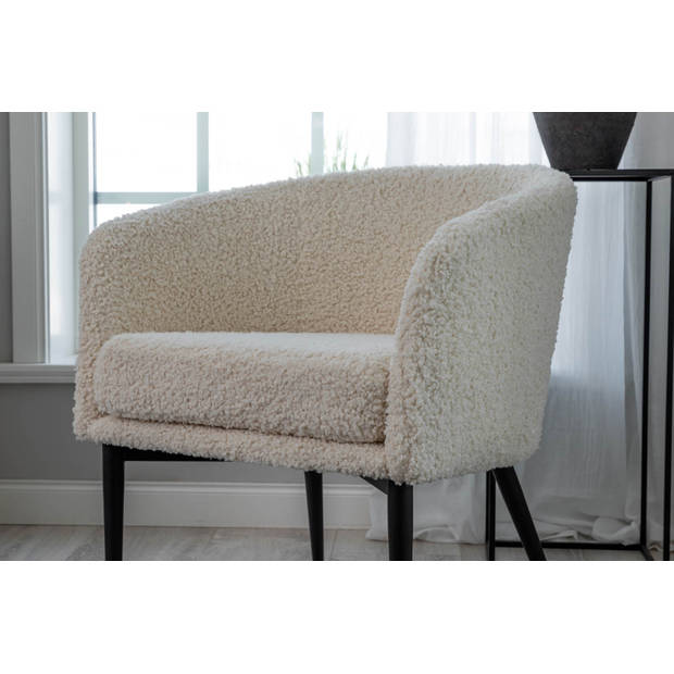 Fluffy fauteuil teddy wit.