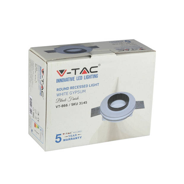 V-TAC VT-866-RD-B LED inbouwspots - GU10 - IP20 - Wit+Zwart - 5 jaar - Modelnr: - VT-866-RD-B