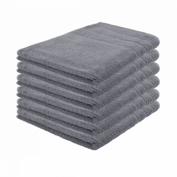 Pure4u Luxe Hotel Handdoek - Antraciet - 6 stuks - 50x100cm - 550 g/m2