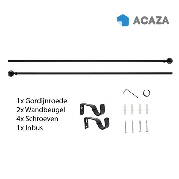 ACAZA Gordijnroede - Uitschuifbare Gordijn Rail - Stang van 240-360 cm - Zwart