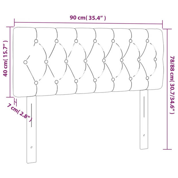 vidaXL Hoofdbord 90x7x78/88 cm stof lichtgrijs