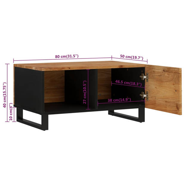 vidaXL Salontafel 80x50x40 cm massief acaciahout en bewerkt hout