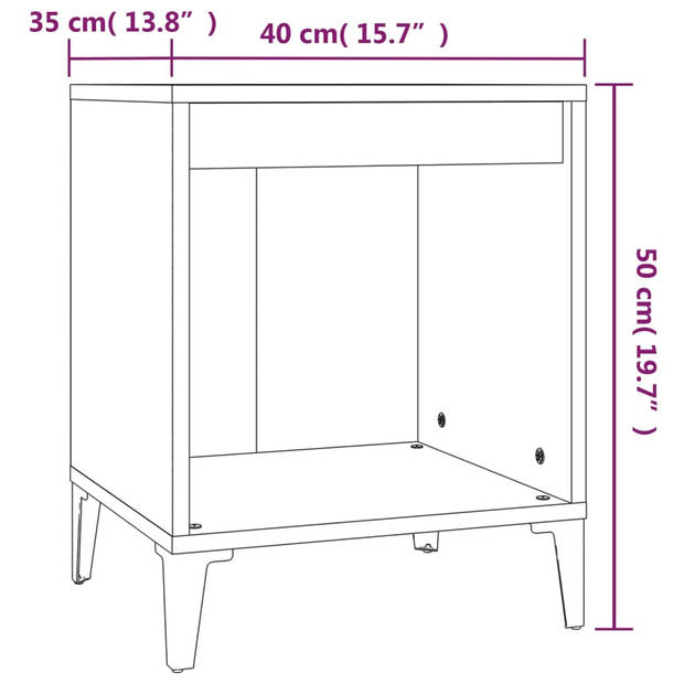 vidaXL Nachtkastjes 2 st 40x35x50 cm bruin eikenkleur