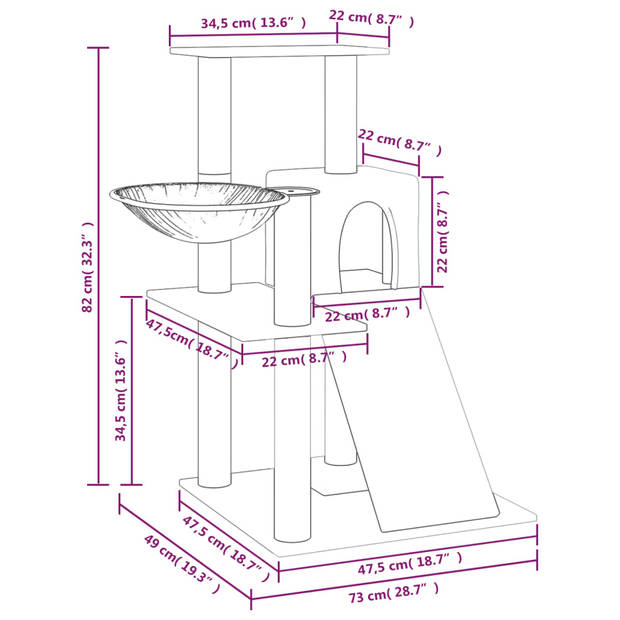 The Living Store Kattenmeubel - Kattenmeubel - 73x49x82 cm - Pluche