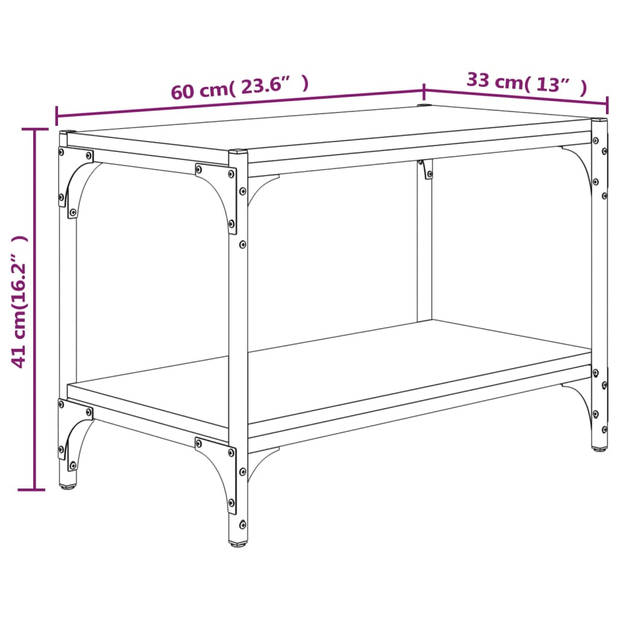 vidaXL Tv-meubel 60x33x41 cm bewerkt hout en staal zwart