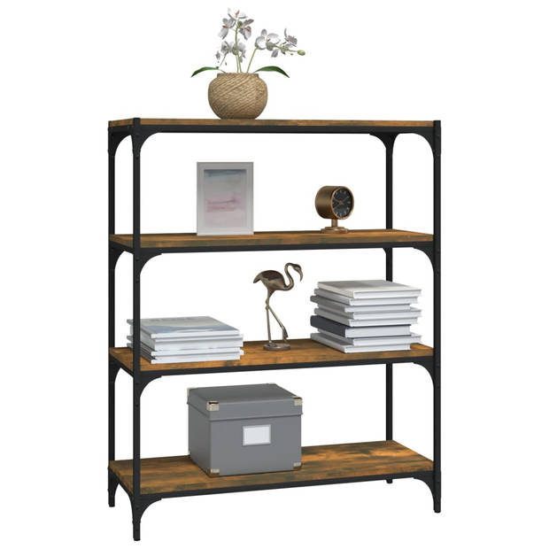 The Living Store Boekenkast Industrieel - 80 x 33 x 100 cm - Gerookt eiken