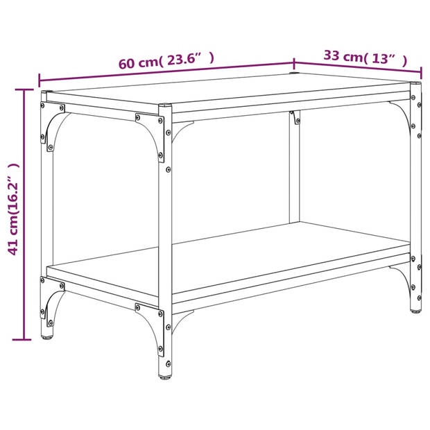 vidaXL Tv-meubel 60x33x41 cm bewerkt hout en staal gerookt eikenkleur