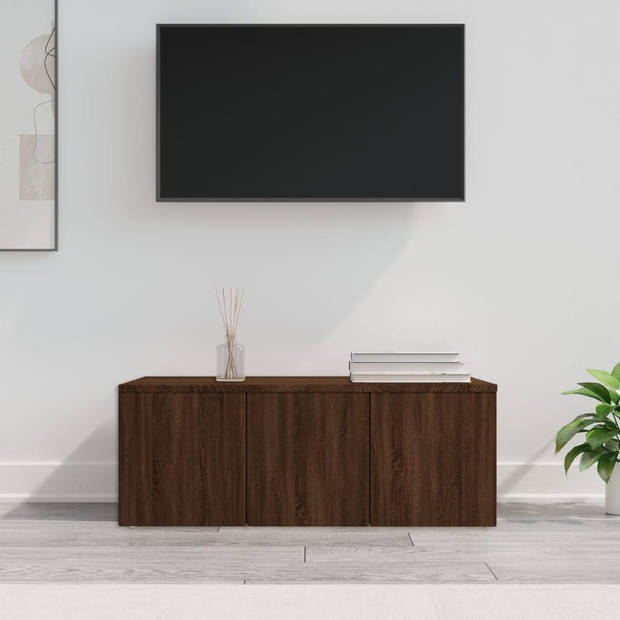 vidaXL Tv-meubel 80x34x30 cm bewerkt hout bruin eikenkleur