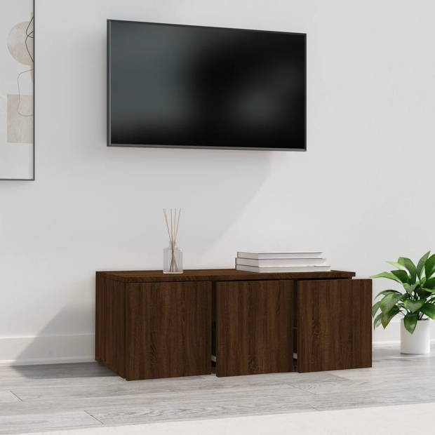 vidaXL Tv-meubel 80x34x30 cm bewerkt hout bruin eikenkleur