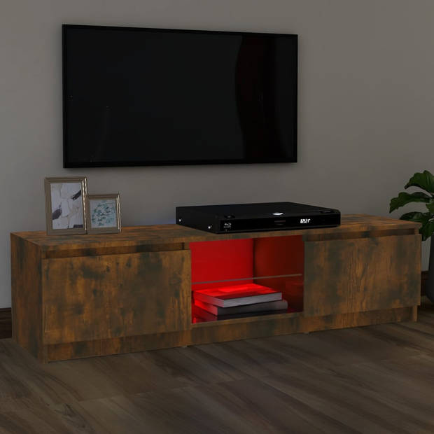 vidaXL Tv-meubel met LED-verlichting 120x30x35,5 cm gerookt eikenkleur