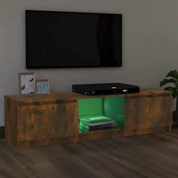 vidaXL Tv-meubel met LED-verlichting 120x30x35,5 cm gerookt eikenkleur