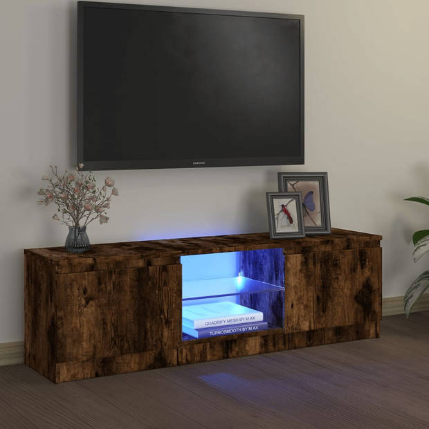 vidaXL Tv-meubel met LED-verlichting 120x30x35,5 cm gerookt eikenkleur