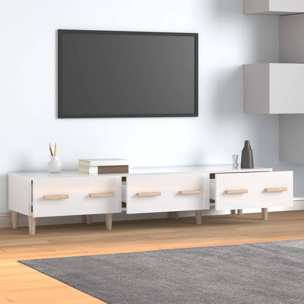 The Living Store TV-meubel Modern Hoogglans Wit - 150 x 34.5 x 30 cm - Opbergruimte - Stevig materiaal