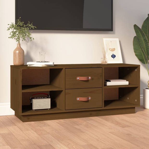 The Living Store Tv-meubel - Trendy - Houten televisiemeubel - 100x34x40 cm - Massief grenenhout