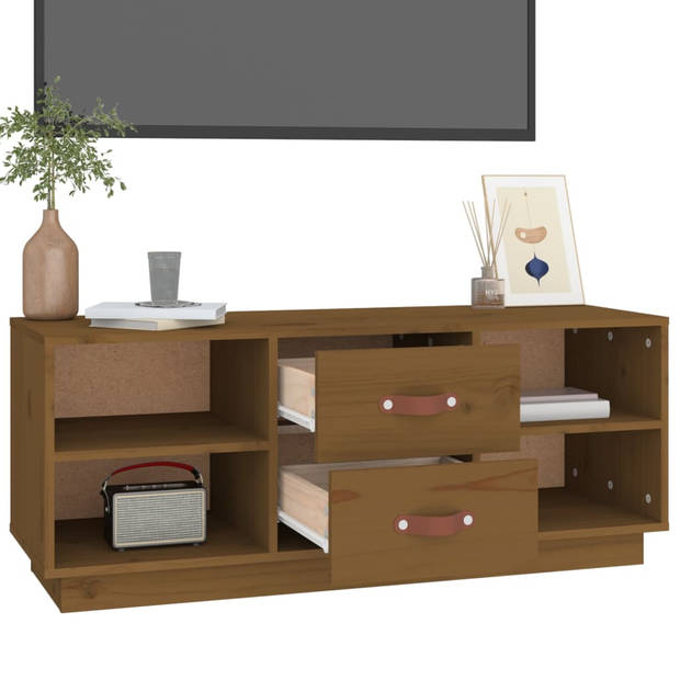 vidaXL Tv-meubel 100x34x40 cm massief grenenhout honingbruin