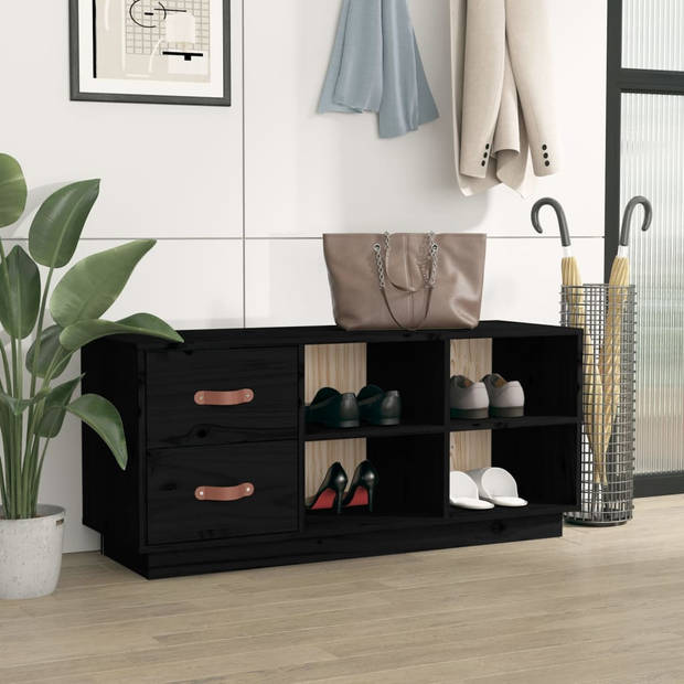 The Living Store Schoenenkast - Hout - 100 x 34 x 45 cm - Massief grenenhout