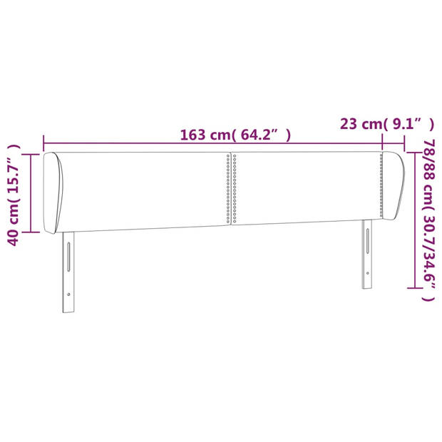 vidaXL Hoofdbord met randen 163x23x78/88 cm kunstleer zwart