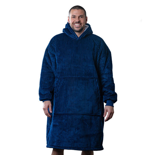 Corduroy Hoodie Sweater Velours - Marine blauw