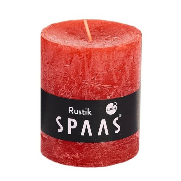 1x Rustieke kaarsen rood 7 x 8 cm 30 branduren sfeerkaarsen - Stompkaarsen