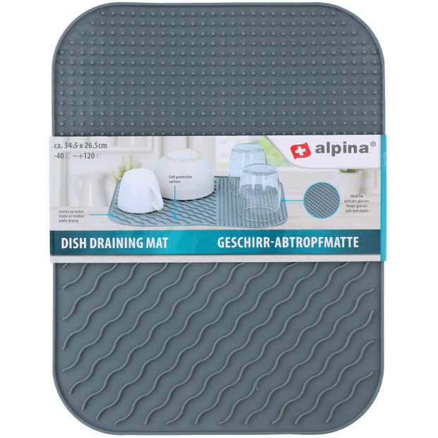 Afdruipmat - anti slip - flexibel - siliconen - grijs - 34 x 26 cm - Afdruiprekken