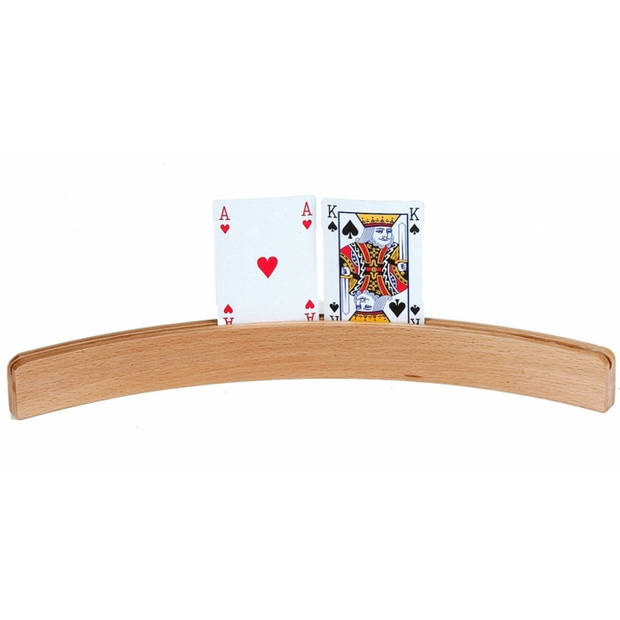 4x Speelkaartenhouders hout 50 cm inclusief 54 speelkaarten blauw - Speelkaarthouders