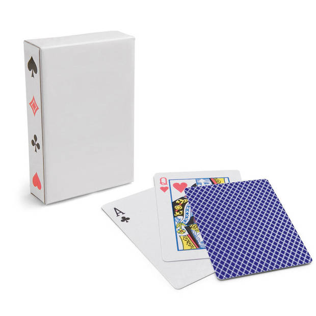4x Speelkaartenhouders hout 50 cm inclusief 54 speelkaarten blauw - Speelkaarthouders