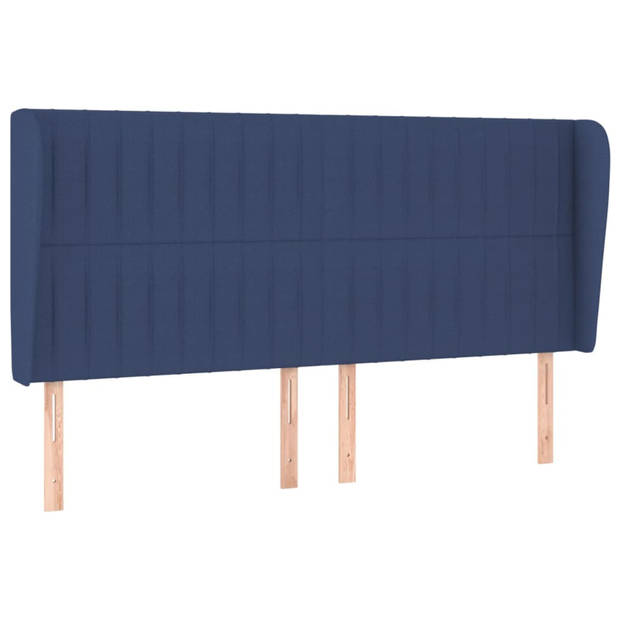 vidaXL Hoofdbord met randen 203x23x118/128 cm stof blauw