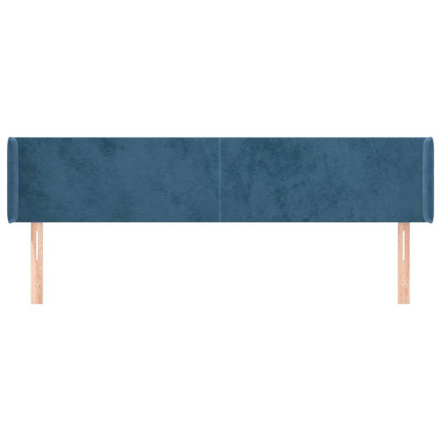 vidaXL Hoofdbord met randen 203x16x78/88 cm fluweel donkerblauw