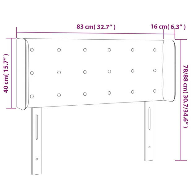 vidaXL Hoofdbord met randen 83x16x78/88 cm fluweel donkergroen