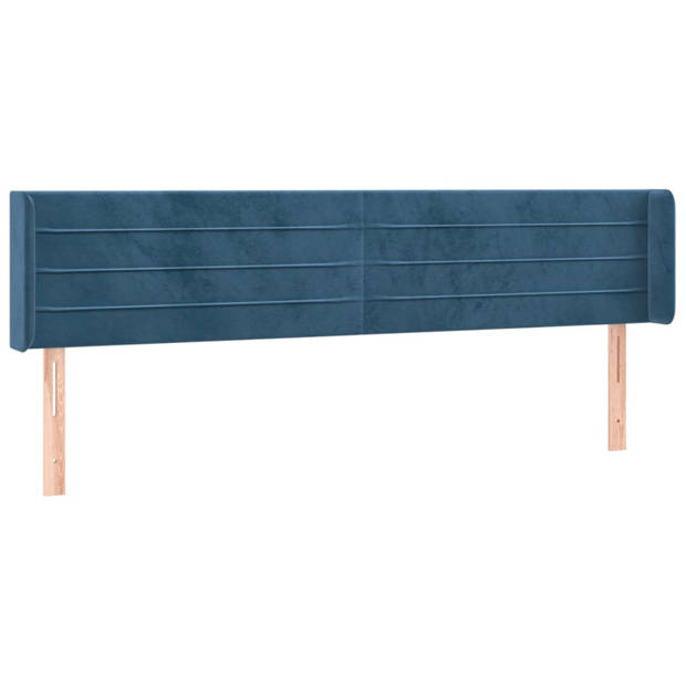 vidaXL Hoofdbord met randen 163x16x78/88 cm fluweel donkerblauw