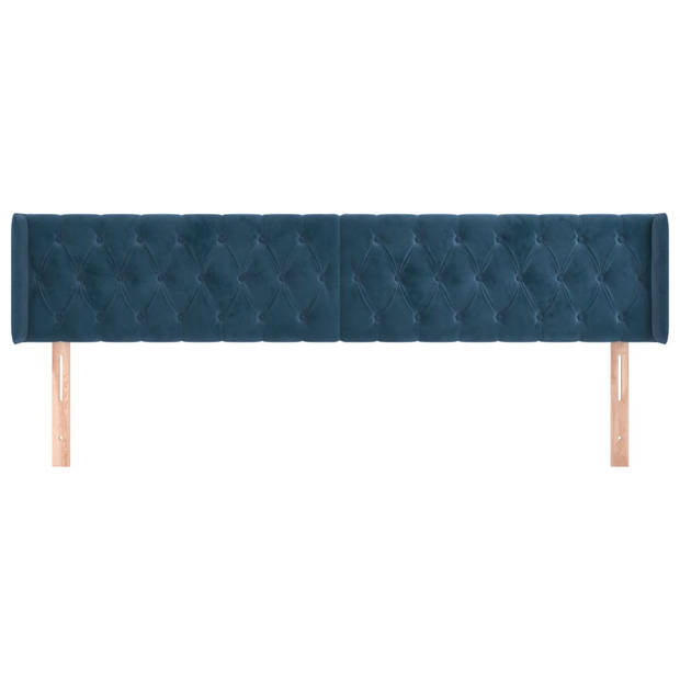 vidaXL Hoofdbord met randen 203x16x78/88 cm fluweel donkerblauw