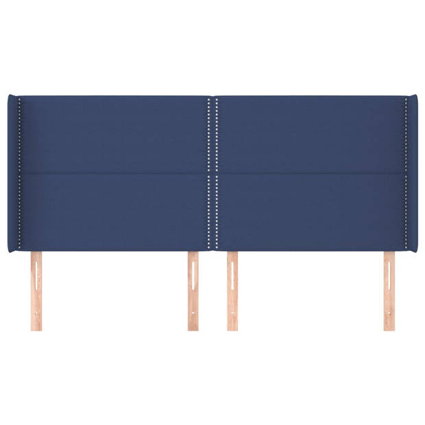 vidaXL Hoofdbord met randen 163x16x118/128 cm stof blauw