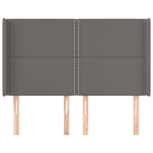 vidaXL Hoofdbord met randen 147x16x118/128 cm kunstleer grijs
