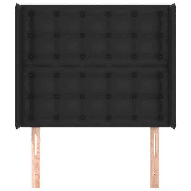 vidaXL Hoofdbord met randen 103x16x118/128 cm kunstleer zwart